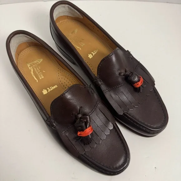 NWOT Alden Brown Leather Loafers with Tassels - Picture 3 of 9